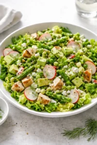 Final plated Spring Chopped Salad served as a hero shot