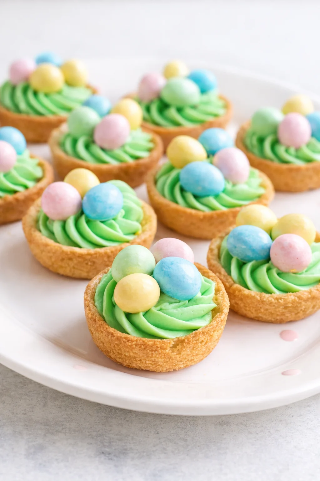 Final plated Easter Basket Sugar Cookie Cups served as a hero shot