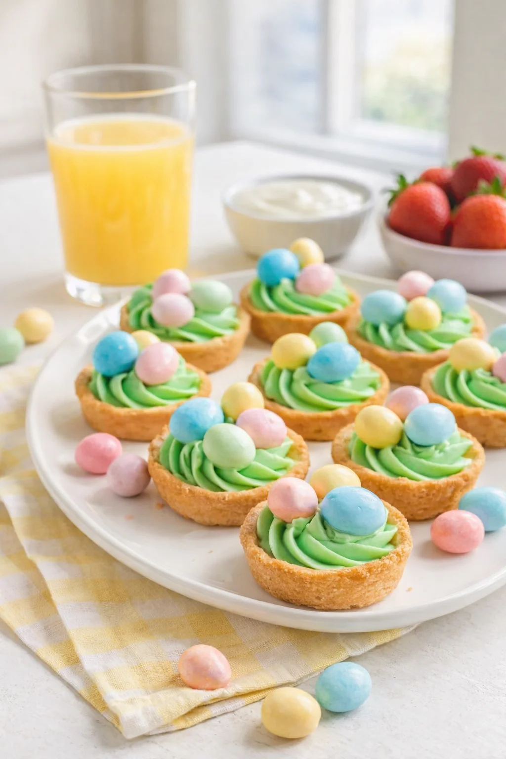 Alternative angle of Easter Basket Sugar Cookie Cups served with a pairing