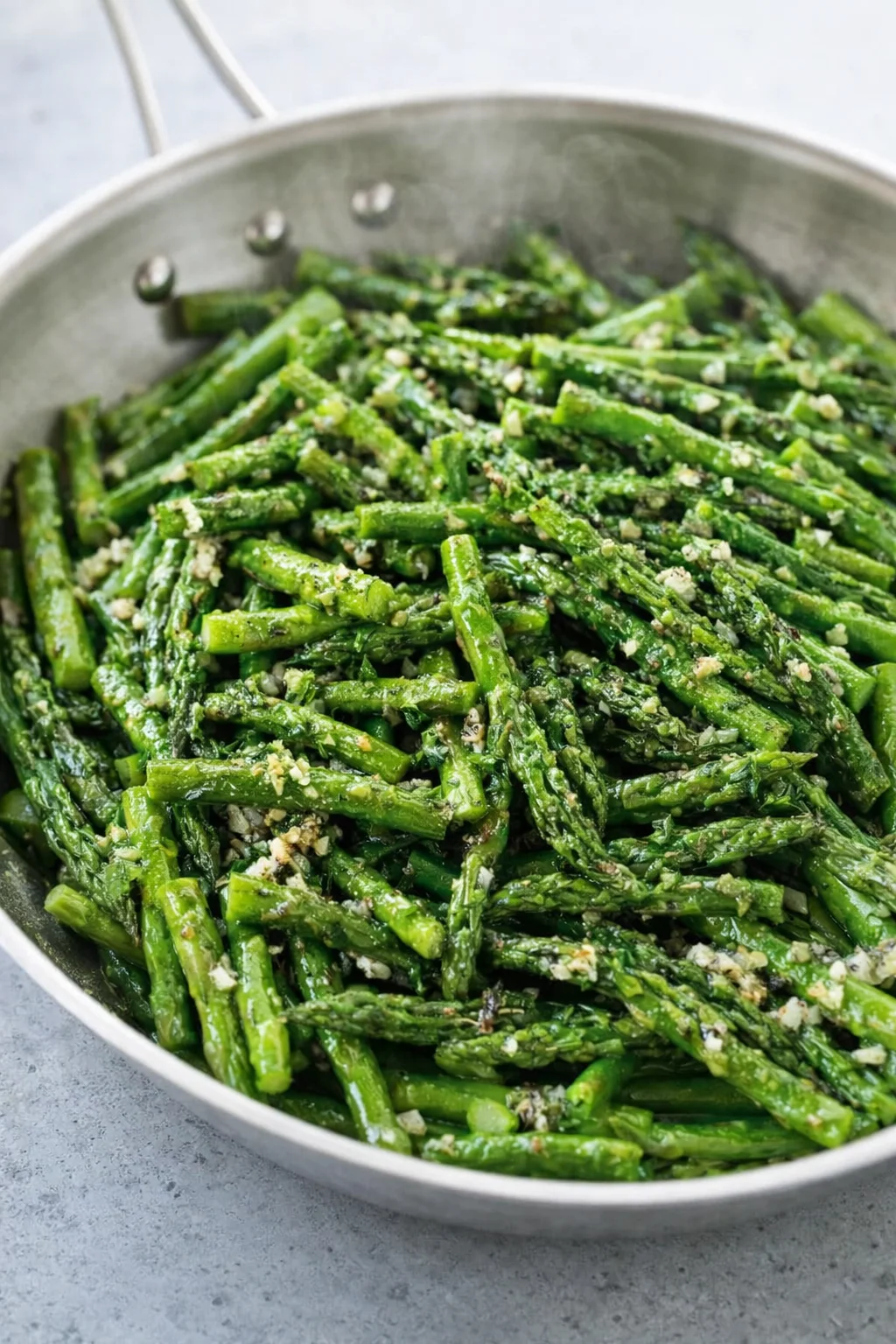 Final plated Sauteed Asparagus served as a hero shot
