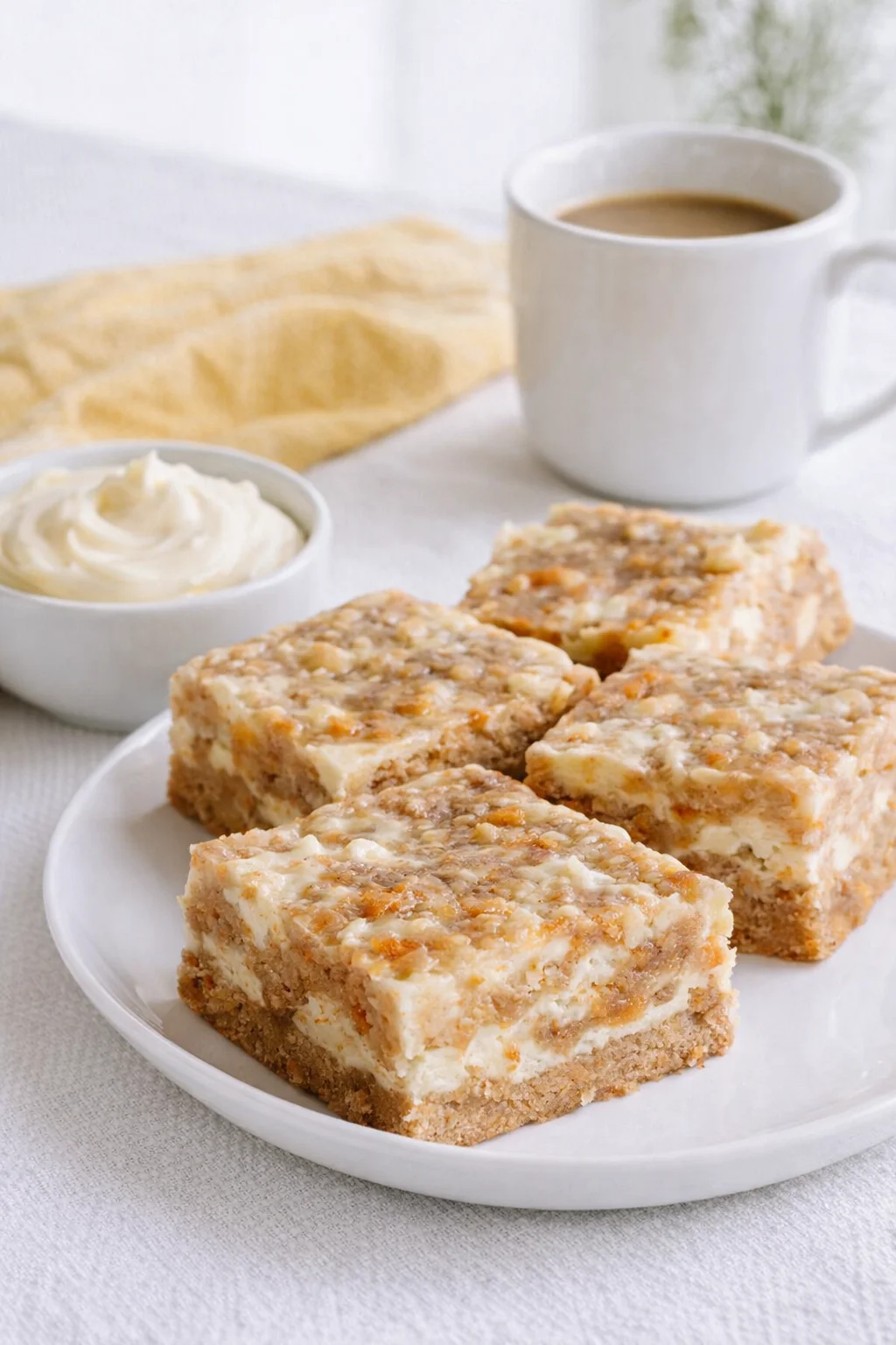 Alternative angle of Carrot Cake Bars served with a pairing
