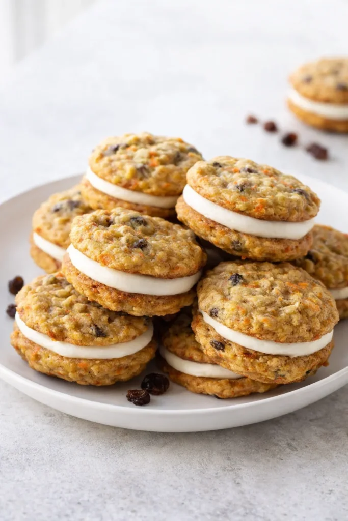 Final plated Carrot Cake CookiesRecipe - Bake. Eat. Repeat. served as a hero shot