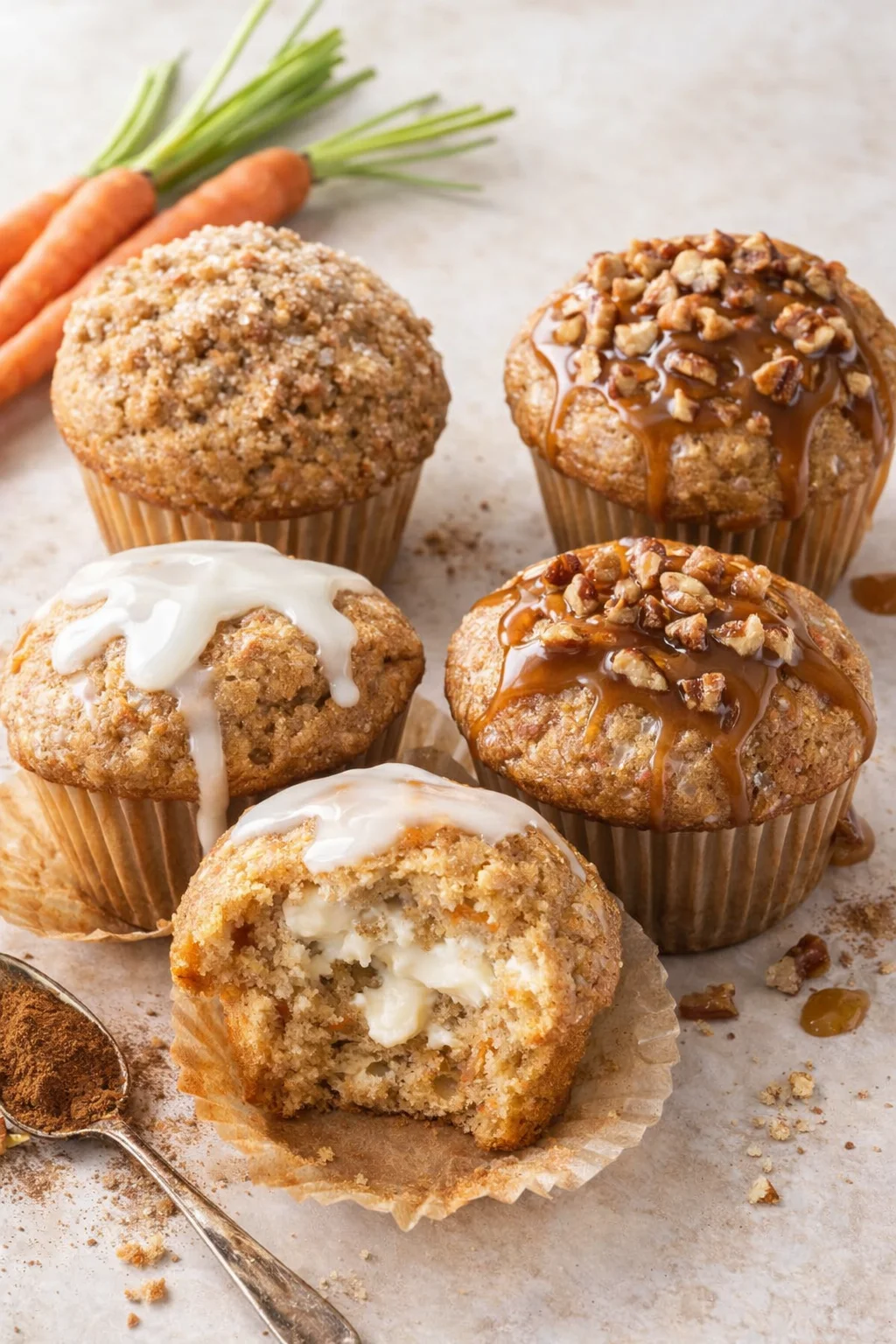 Variation ideas for The Best Carrot Muffin Recipe shown in a styled layout