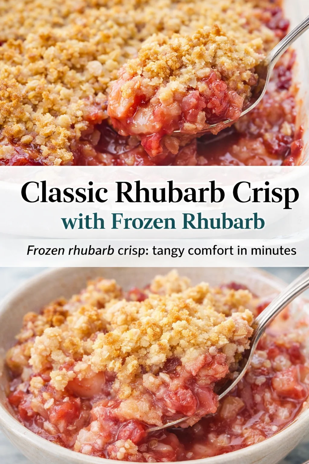 pre_faq_pinterest-placeholder.png Pinterest-style image for Classic Rhubarb Crisp with Frozen Rhubarb with centered text overlay