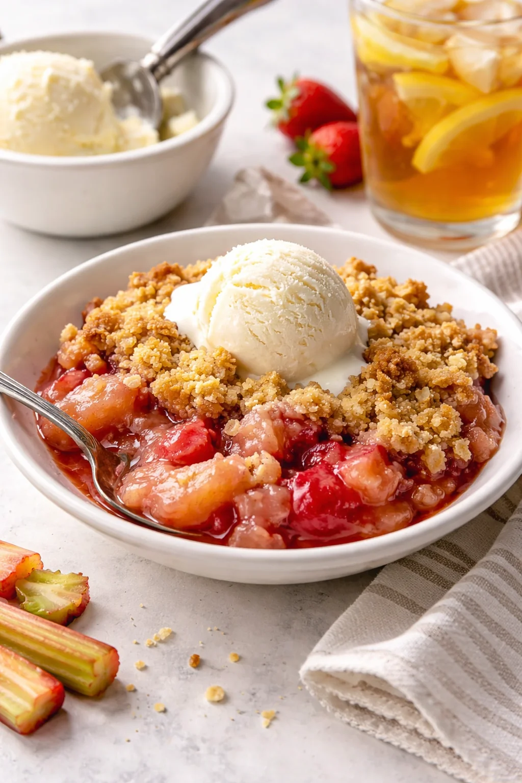 closing_final_dish-placeholder.png Alternative angle of Classic Rhubarb Crisp with Frozen Rhubarb served with a pairing