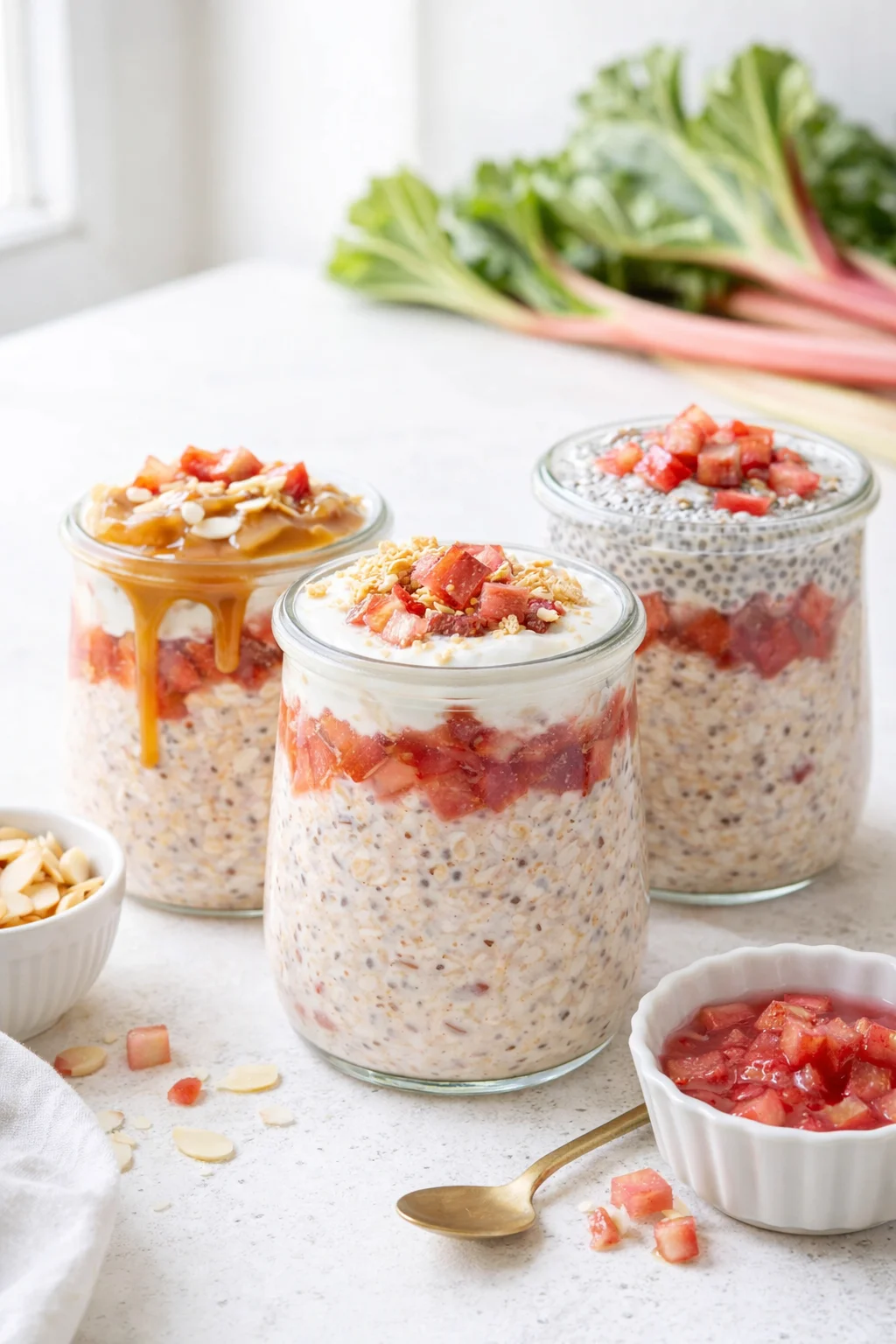 variations-placeholder.png Variation ideas for Rhubarb Overnight Oats shown in a styled layout
