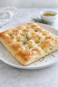 Final plated Homemade Small Batch Focaccia served as a hero shot