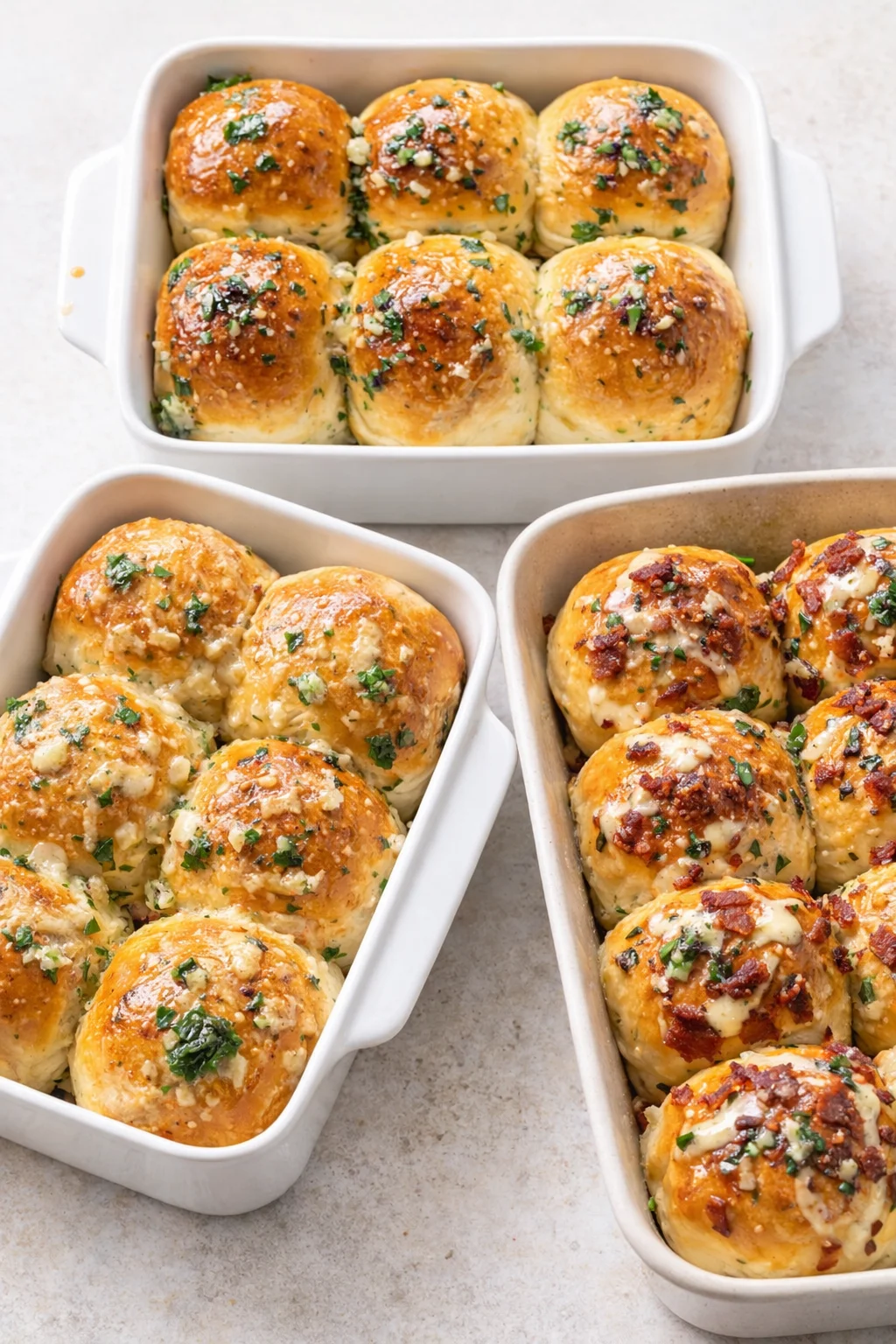 Variation ideas for Garlic Bread Rolls shown in a styled layout