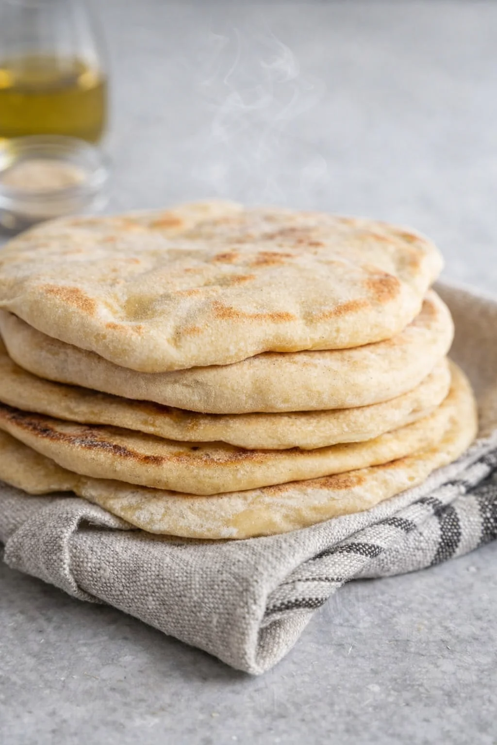 Final plated Easy Homemade Pita Bread served as a hero shot