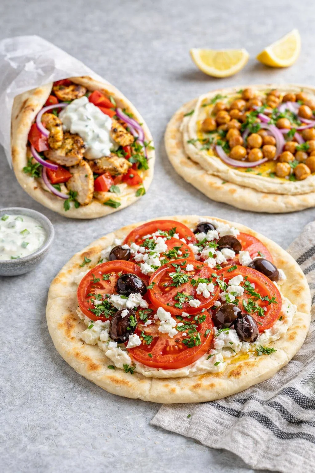 Variation ideas for Easy Homemade Pita Bread shown in a styled layout