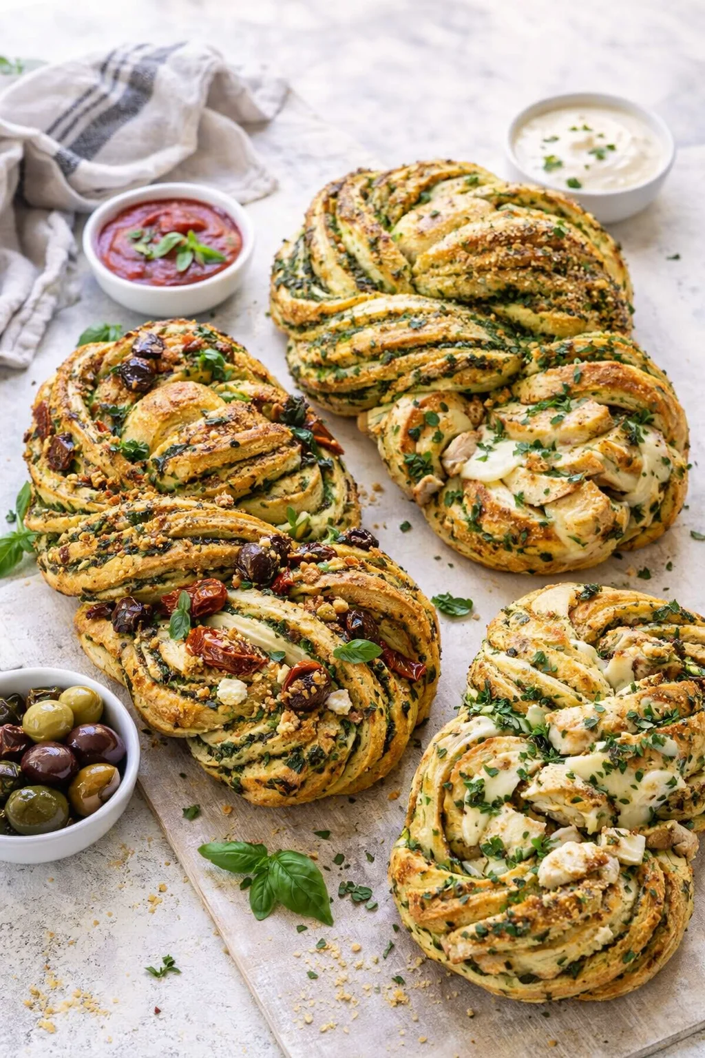 Variation ideas for Swirled Garlic Herb Bread. shown in a styled layout