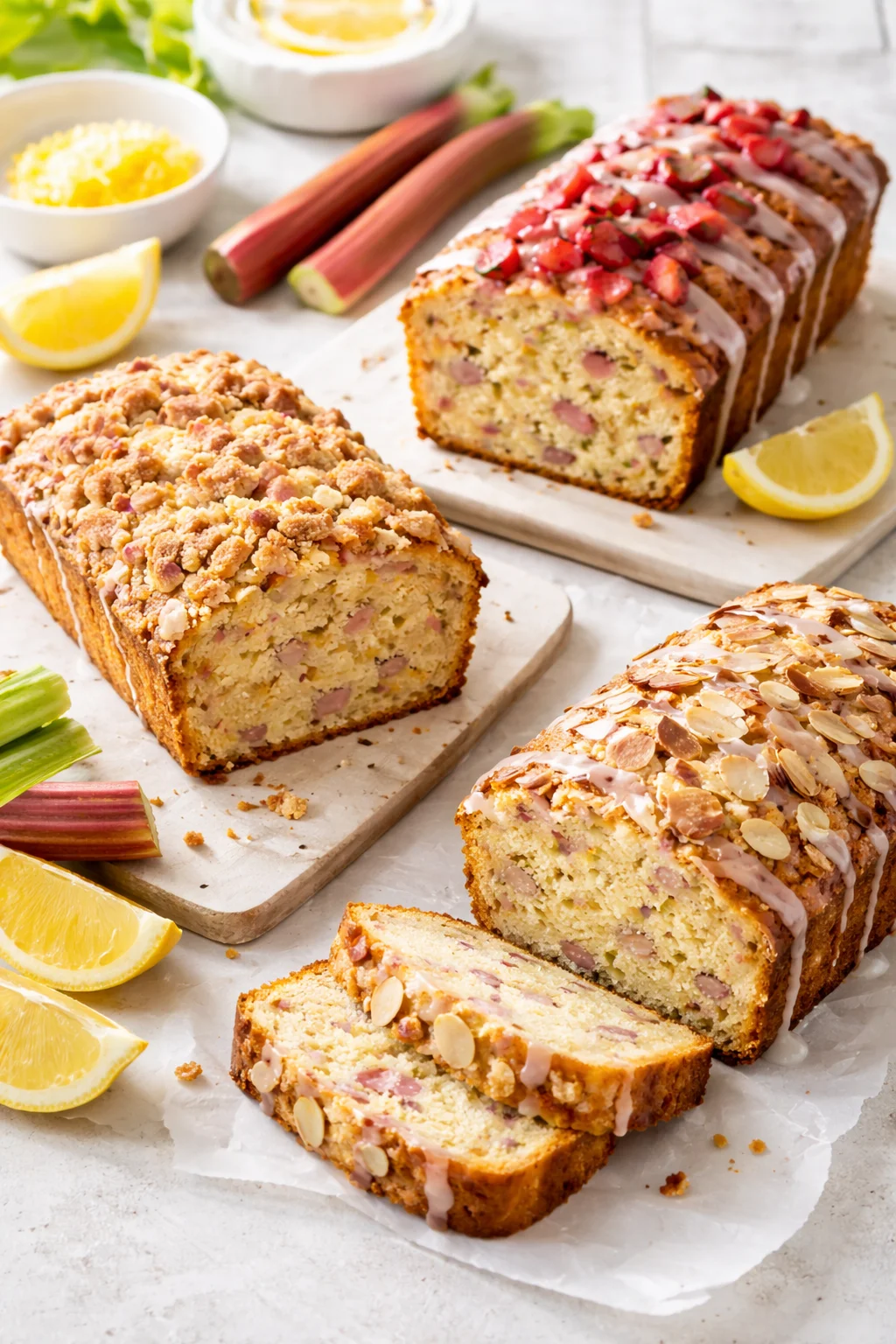variations-placeholder.png Variation ideas for Lemon Rhubarb Loaf shown in a styled layout