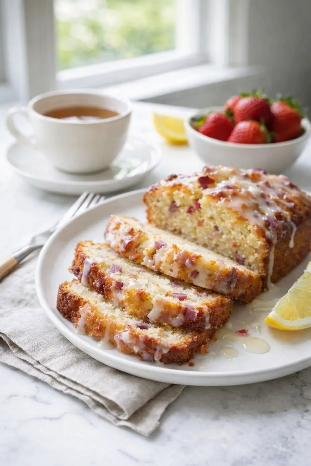 closing_final_dish-placeholder.png Alternative angle of Lemon Rhubarb Loaf served with a pairing