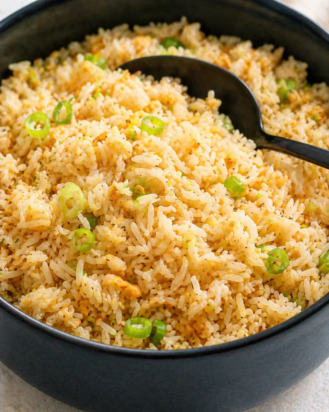 Final plated Easy Garlic Fried Rice served as a hero shot