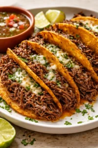 Final plated My Favorite Beef Birria Tacos Recipe - Authentic Flavor served as a hero shot