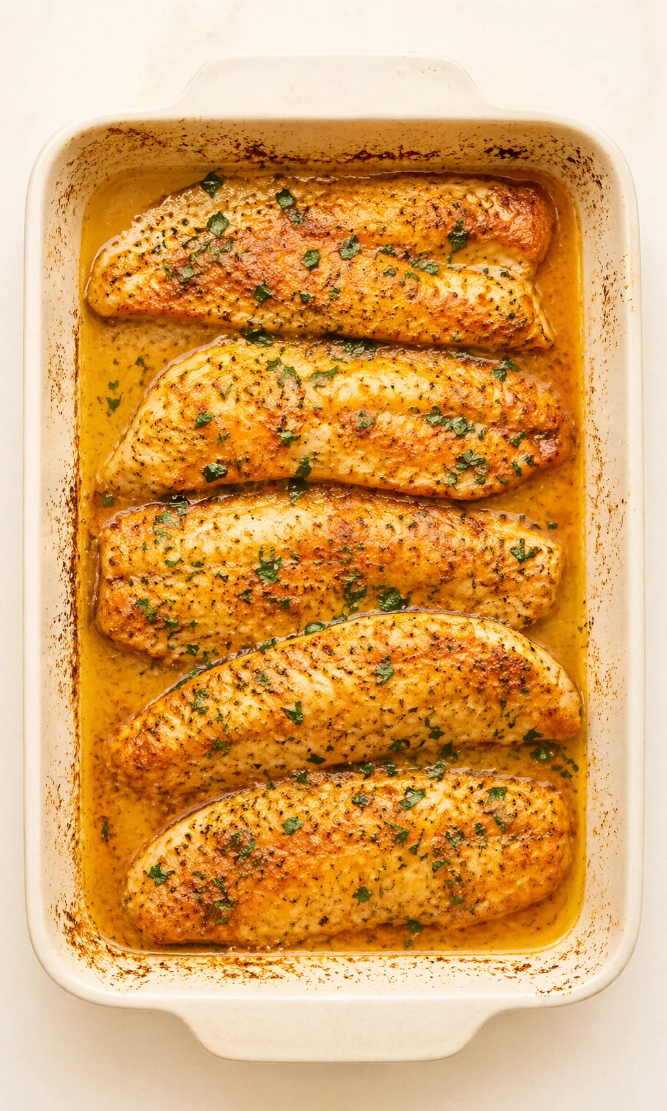 Straight-down overhead view of Pioneer Woman Baked Catfish: An Incredible Ultimate Recipe