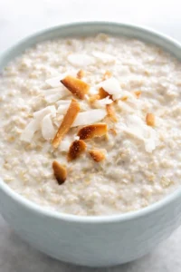 Final plated Coconut Cream Pie Overnight Oats: A Delicious Twist! served as a hero shot