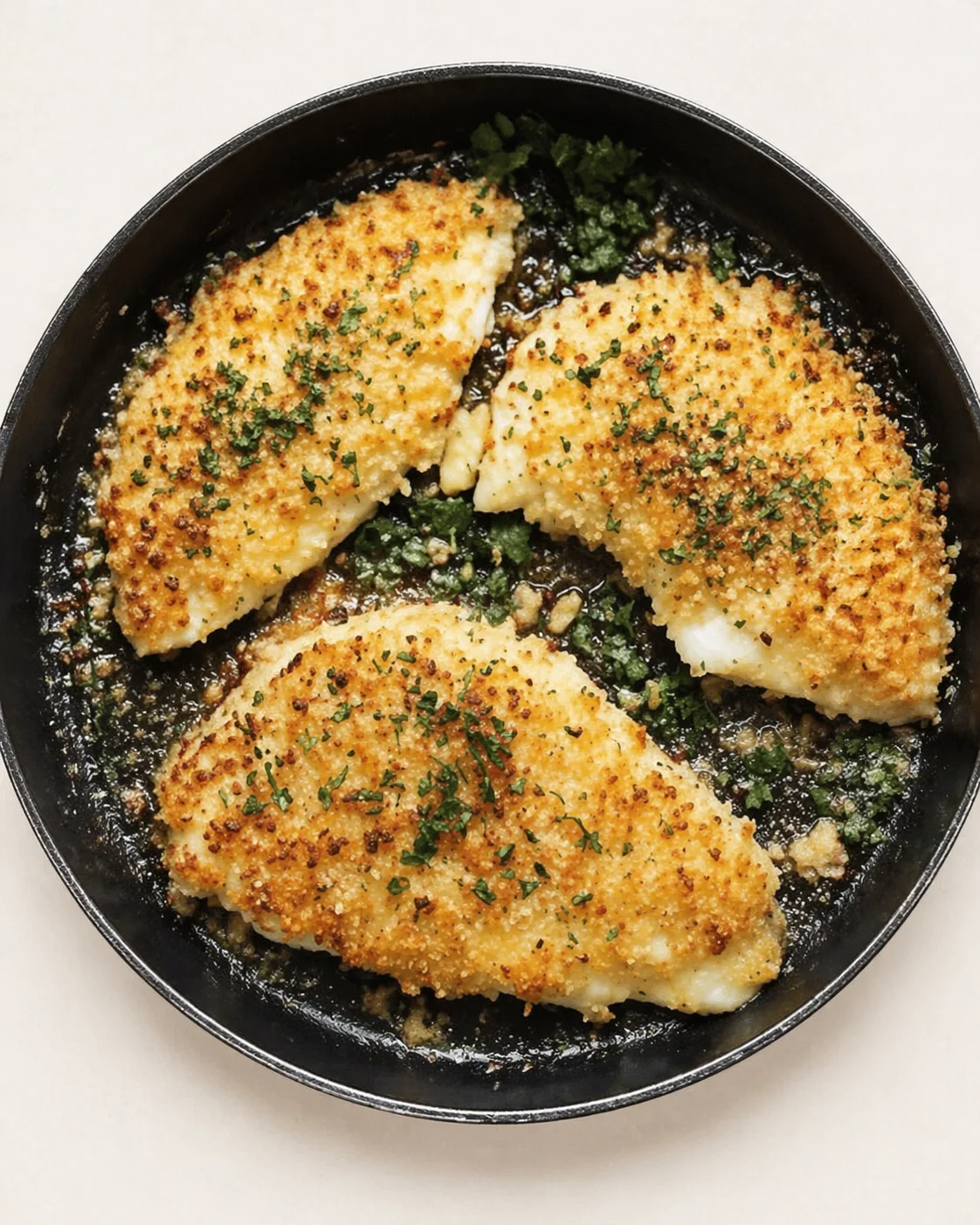 Straight-down overhead view of Parmesan-Crusted Catfish: A Deliciously Crispy and Easy Recipe